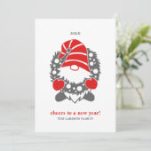 Grappige Gnome | Witte Kerst Nieuwjaar 2 Foto Feestdagenkaart (Staand voorkant)