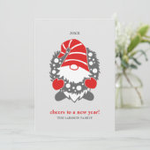 Grappige Gnome | Witte Kerst Nieuwjaar 2 Foto Feestdagenkaart (Staand voorkant)