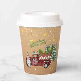 Grappige Gnomes in Rode Truck Kerstfeest Papieren Bekers