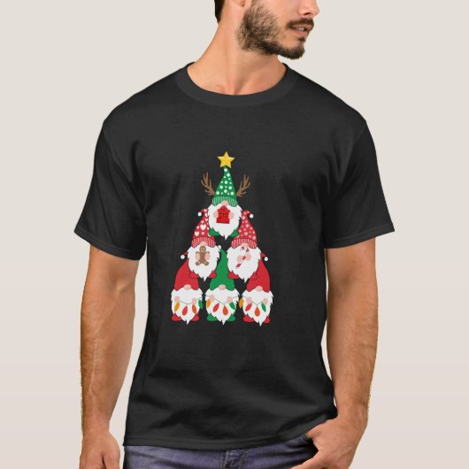 Grappige Gnomes Kerstboom Rendier Xmas Gnomies T-shirt (Voorkant)