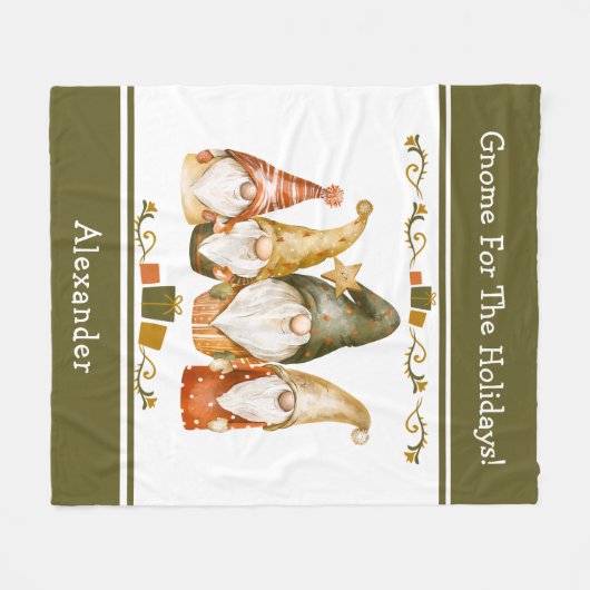 Grappige Gnomes kerstvakantie Fleece Deken (Voorkant (Horizontaal))