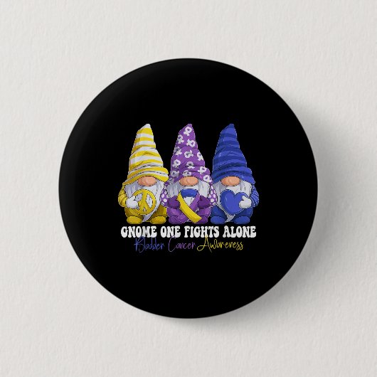 Grappige Gnomies Blaaskanker Awareness Maand Purpl Ronde Button 5,7 Cm (Voorkant)