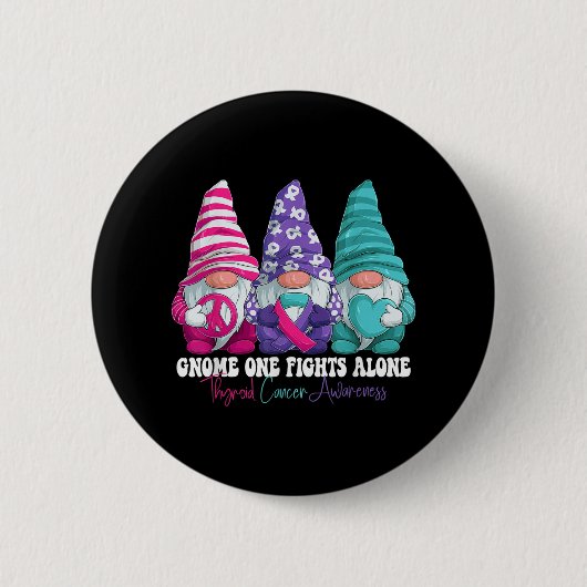 Grappige Gnomies Schildklierkanker Bewustzijn Maan Ronde Button 5,7 Cm (Voorkant)