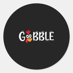 Grappige Gobble Kalkoengezicht Gelukkig Thanksgivi Ronde Sticker
