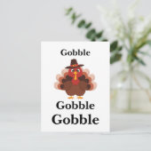 Grappige Gobble Thanksgiving Schattige Minimalisti Feestdagenkaart (Staand voorkant)