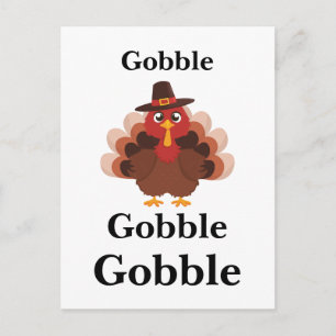 Grappige Gobble Thanksgiving Schattige Minimalisti Feestdagenkaart