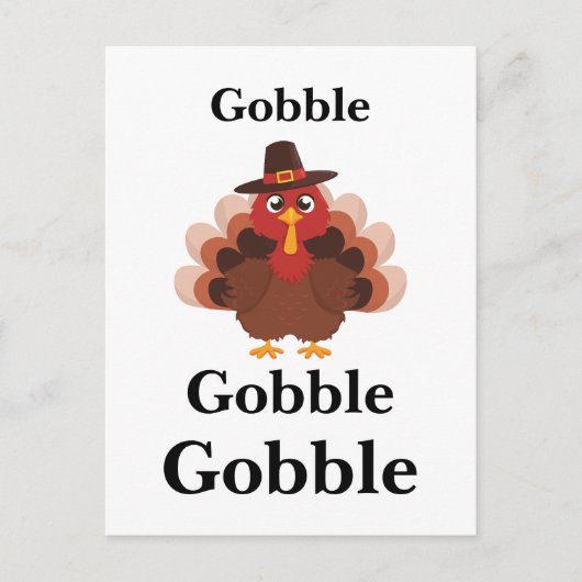 Grappige Gobble Thanksgiving Schattige Minimalisti Feestdagenkaart (Voorkant)