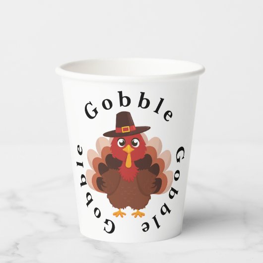 Grappige Gobble Thanksgiving Schattige Minimalisti Papieren Bekers (Voorkant)