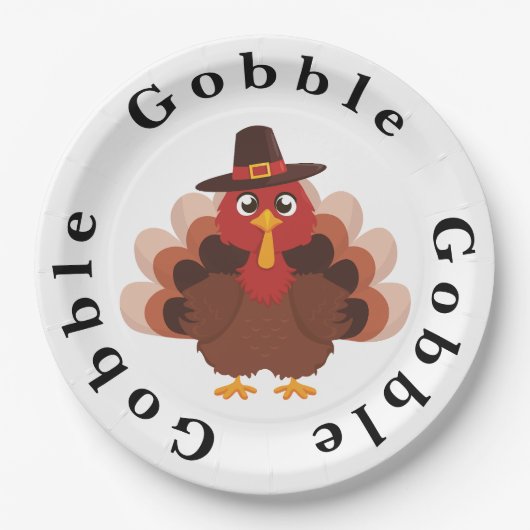 Grappige Gobble Thanksgiving Schattige Minimalisti Papieren Bordje (Voorkant)