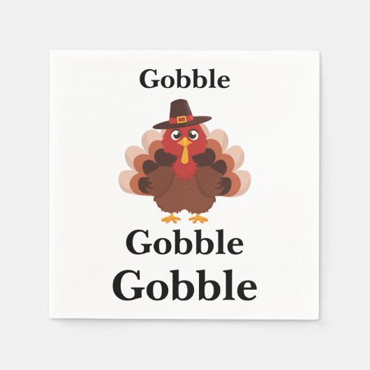 Grappige Gobble Thanksgiving Schattige Minimalisti Servet (Voorkant)
