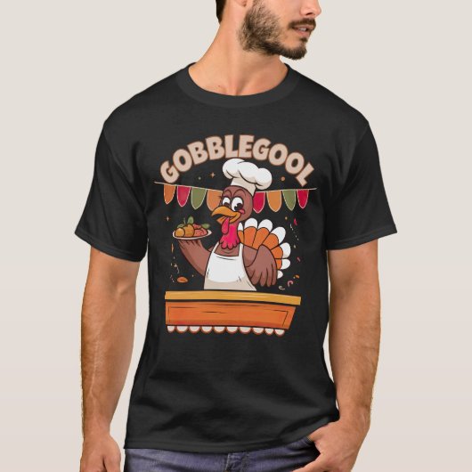 Grappige Gobblegool Turkije Chef Thanksgiving Fees T-shirt (Voorkant)