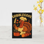 Grappige Gobbol Italiaanse Gobble Turkey Day Fall Kaart (Gele Bloem)