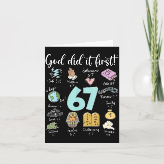 Grappige God deed het eerst 67 Meme Jezus Christel Kaart (Voorkant)