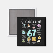 Grappige God deed het eerst 67 Meme Jezus Christen Magneet (Voorkant / Achterkant)