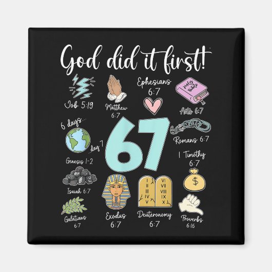 Grappige God deed het eerst 67 Meme Jezus Christen Magneet (Voorkant)