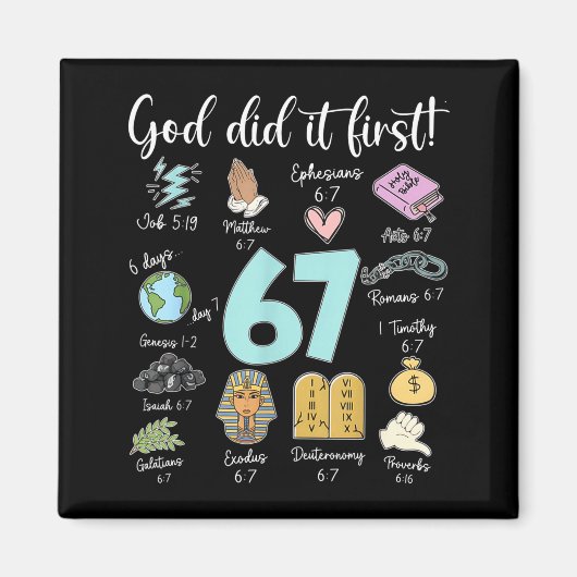 Grappige God deed het eerst 67 Meme Jezus Christen Magneet (Voorkant)