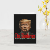 Grappige Godfather is thuis voor kerst Kaart (Gele Bloem)
