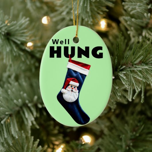 Grappige goed opgehangen print kerst kous stuffer keramisch ornament (Boom)