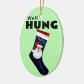 Grappige goed opgehangen print kerst kous stuffer keramisch ornament (Links)