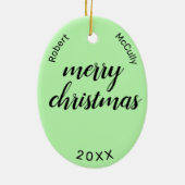 Grappige goed opgehangen print kerst kous stuffer keramisch ornament (Achterkant)