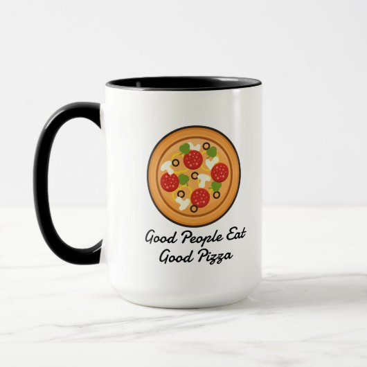 grappige goede mensen eten een goede pizza gezegde mok (Links)