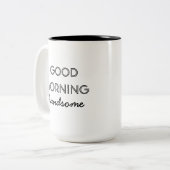 Grappige goede morgen tweekleurige koffiemok (Voorkant links)