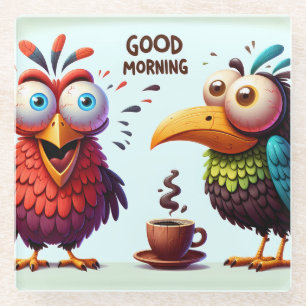 Grappige goedemorgen vogel glazen onderzetter