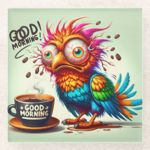 Grappige goedemorgen vogel glazen onderzetter