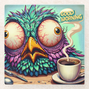 Grappige goedemorgen vogel glazen onderzetter