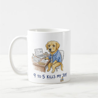 Grappige Golden Retriever 9 tot 5 Doet Mijn Vreugd Koffiemok