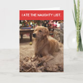 Grappige Golden Retriever Ate Naughty List Kerstmi Kaart (Voorkant)