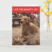 Grappige Golden Retriever Ate Naughty List Kerstmi Kaart (Gele Bloem)