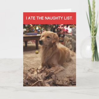 Grappige Golden Retriever Ate Naughty List Kerstmi Kaart