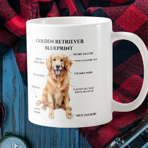 Grappige Golden Retriever blauwdruk Koffiemok