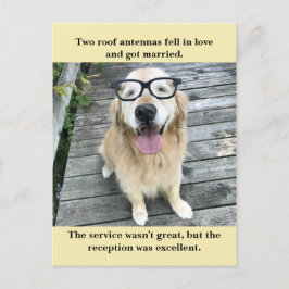 Grappige Golden Retriever bruiloft receptie grap m Aankondigingskaart