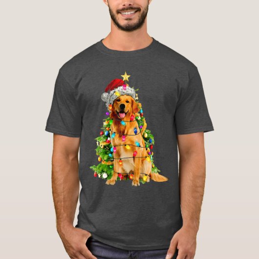Grappige Golden Retriever Christmasree Hondenliefh T-shirt (Voorkant)
