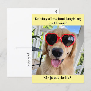 Grappige Golden Retriever Hawaii Joke Meme Briefkaart