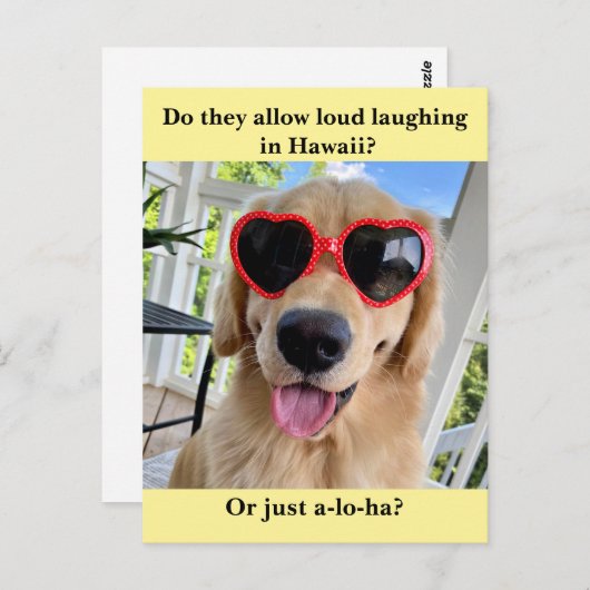 Grappige Golden Retriever Hawaii Joke Meme Briefkaart (Voorkant / Achterkant)