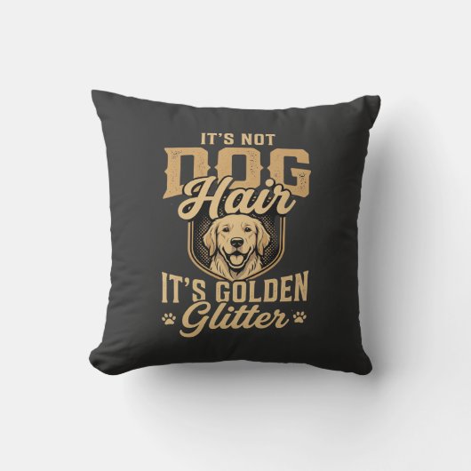 Grappige Golden Retriever Hond Haar Glitter Kussen (Voorkant)
