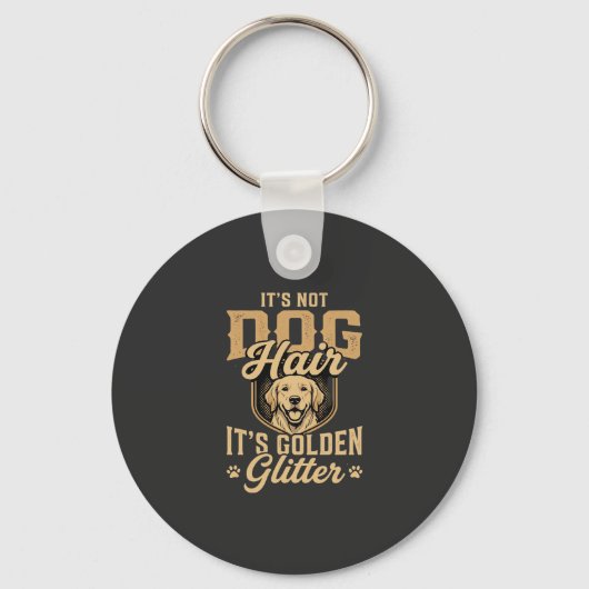 Grappige Golden Retriever Hond Haar Glitter Sleutelhanger (Voorkant)