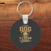 Grappige Golden Retriever Hond Haar Glitter Sleutelhanger (Voorkant)