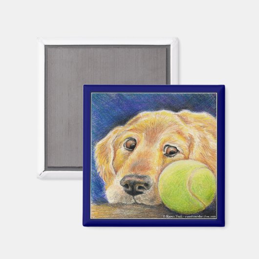 Grappige Golden Retriever hond met tennisbal Magneet (Voorkant / Achterkant)