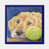 Grappige Golden Retriever hond met tennisbal Magneet (Voorkant)