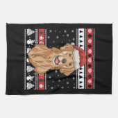 Grappige Golden Retriever Kerst Theedoek (Horizontaal)