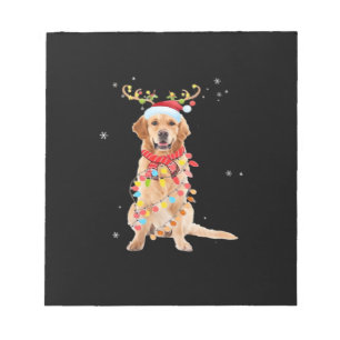 Grappige Golden Retriever Kerstboom Kerstman Rendi Notitieblok