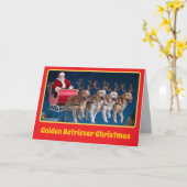Grappige Golden Retriever Kerstmis Kaart (Gele Bloem)