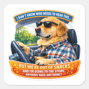Grappige Golden Retriever Komedie Auto Kunst Meme  Vierkante Sticker