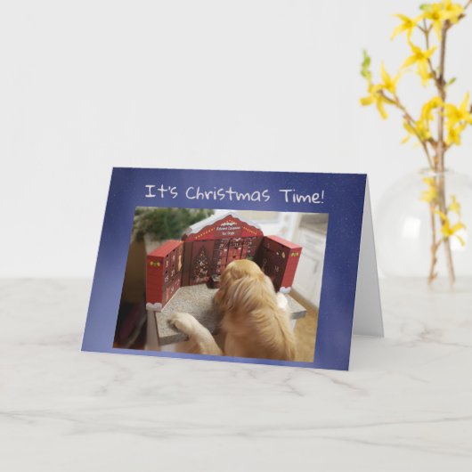 Grappige Golden Retriever met Treats Advent Kalend Kaart (Gele Bloem)