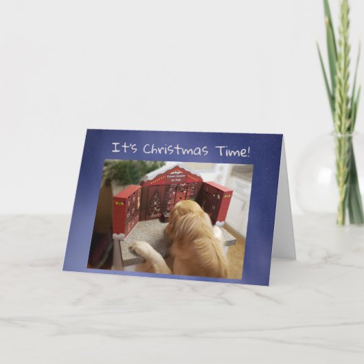 Grappige Golden Retriever met Treats Advent Kalend Kaart (Voorkant)