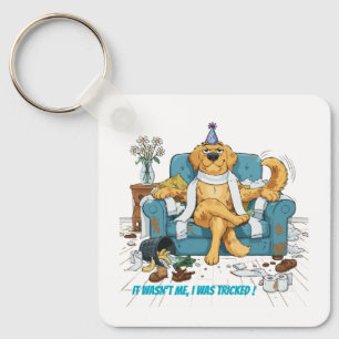 Grappige Golden Retriever Rommelige Verjaardag Hon Sleutelhanger